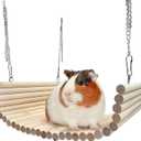 Hamiledyi Chinchilla Wooden Suspension Bridge Platform Toy, Small Animal Climbing Toys for Guinea-Pigs Sugar Glider Squirrel and Other Small Animals (Birch)