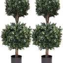 4Ft Artificial Boxwood Double Ball Topiary Trees,2PACK Faux Topiaries Tree Store Garden Indoor&Outdoor for Porch Home Decor