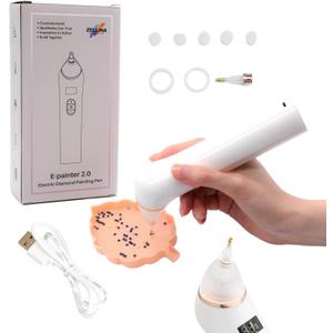 Electric Diamond Painting Pen, Cordless Diamond Art Pens with Adjustable 5 Suction Mode and Replacement kit, No Wax Needed, DIY Tools Accessories with Ergonomic Design for Adult