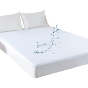 Kingnex Twin XL Mattress Protector Waterproof for Extra Long Twin College Dorm Bed Fitted Sheet Style Mattress Cover (White)