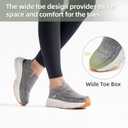 OrthoComfoot Women's Orthopedic Slip On Loafers: Comfortable Orthotic Walking Shoes with Arch Support for Plantar Fasciitis, Canvas Thick Sole Loafers for Foot and Heel Pain Relief (Gray)