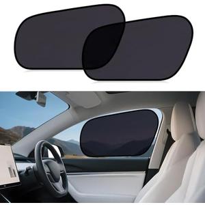 Car Window Shades for Tesla Model Y | Semi-Transparent Front Window Sunshades | UV Protection & Privacy | Custom Fit for Model Y | No-Adhesive Easy Install​​