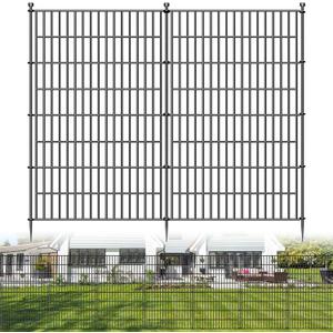 10 Panels No Dig Decorative Outdoor Garden Fence for Yard, 48 in(H) X 23.6 ft(L) Animal Barrier Fencing Rustproof Metal Wire Panel Border for Dog, Rabbits, and Patio Temporary Ground Stakes