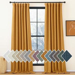 NICETOWN Faux Linen Room Darkening Gold Brown Curtains for Living Room 2 Panels Set, Pinch Pleated Noise Reducing Thermal Thick Window Treatments for Bedroom/Kids Room, W50 x L84