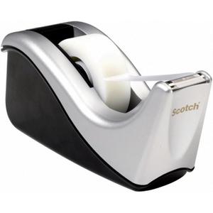 Scotch Desktop Tape Dispenser, Silvertech Two-Tone (C60-ST),Plastic