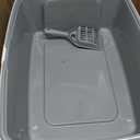 Amazon Basics Large Cat Litter Box with High Sides, Open Top for Easy Access, Includes Scoop with Storage, 19" x 15" x 11.75", Grey/Beige