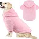 Fuzzy Dog Hoodie Sweater for Large Dogs Warm Winter Dog Clothes with Double-Sided Plush Fleece Soft Stretchy Pet Coats Hooded Sweatshirt for Medium Large Dogs (XL (Back: 24.8",Chest: 33.86",35-55lbs), Pink)