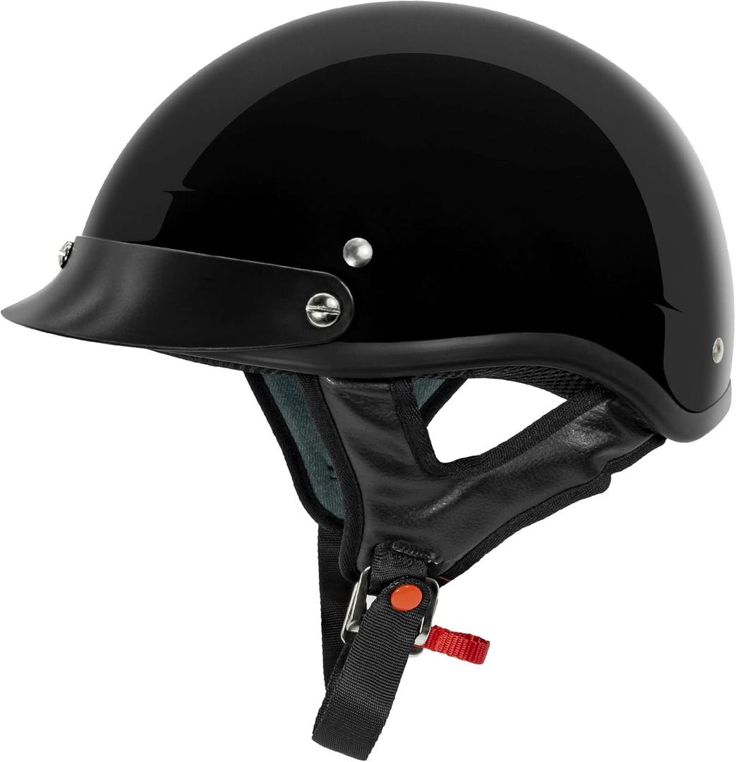 VCAN Cruiser Solid Half Face Motorcycle Helmet (Small, Gloss Black)