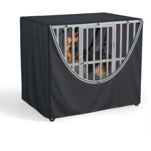 Dog Cage Cover Fits Metal Dog Cages All-Weather Indoor/Outdoor Protection Windproof, Rainproof, Cold-Resistant Large Dog Kennel Cover (Black, 38"L x 26.3"W x 31"H)
