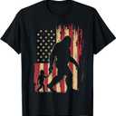 American Flag Bigfoot Dad Fathers Day Sasquatch Fathers Day T-Shirt (Black, XL)