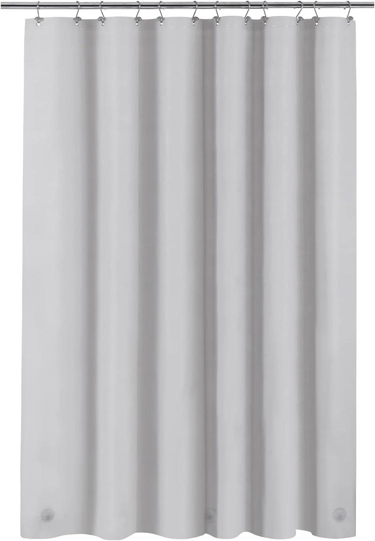 Barossa Design Shower Curtain Liner - Premium PEVA, BPA & PVC Free, No Chemical Smell, Lightweight Standard Size Shower Curtain with 3 Magnets, Metal Grommets -Silver Gray (72"W x 72"L (Pack of 1))