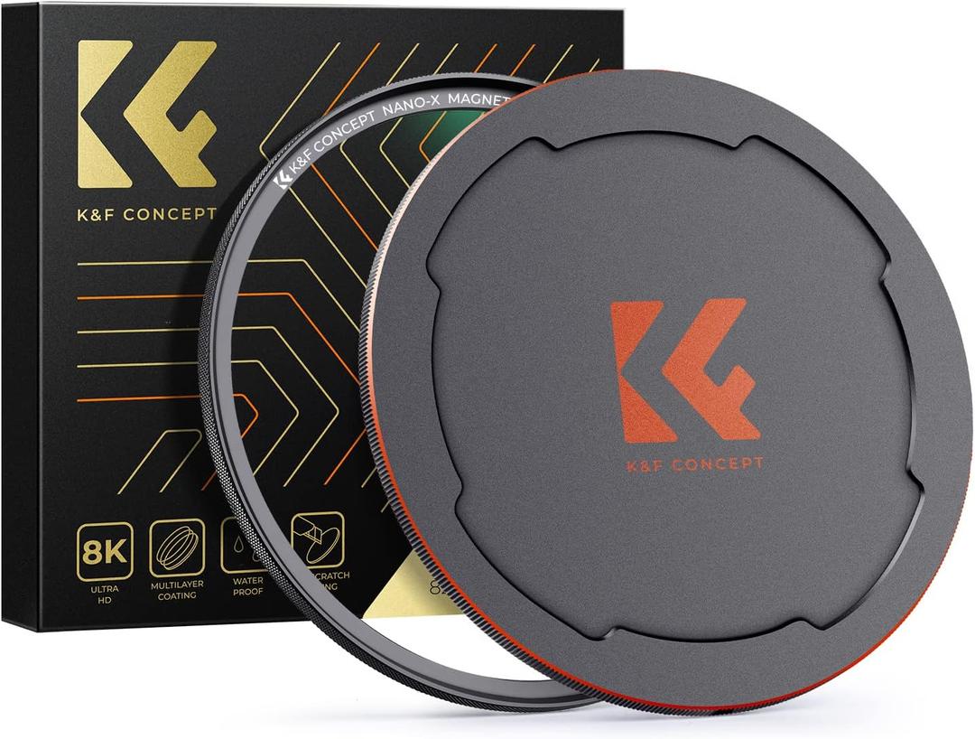 K&F Concept 82mm Magnetic MC UV Lens Protection Filter + Lens Filter Cap with 28 Multi-Layer Coatings Waterproof/Scratch Resistant Ultra-Slim UV Filter for Camera Lens (Nano-X Series)