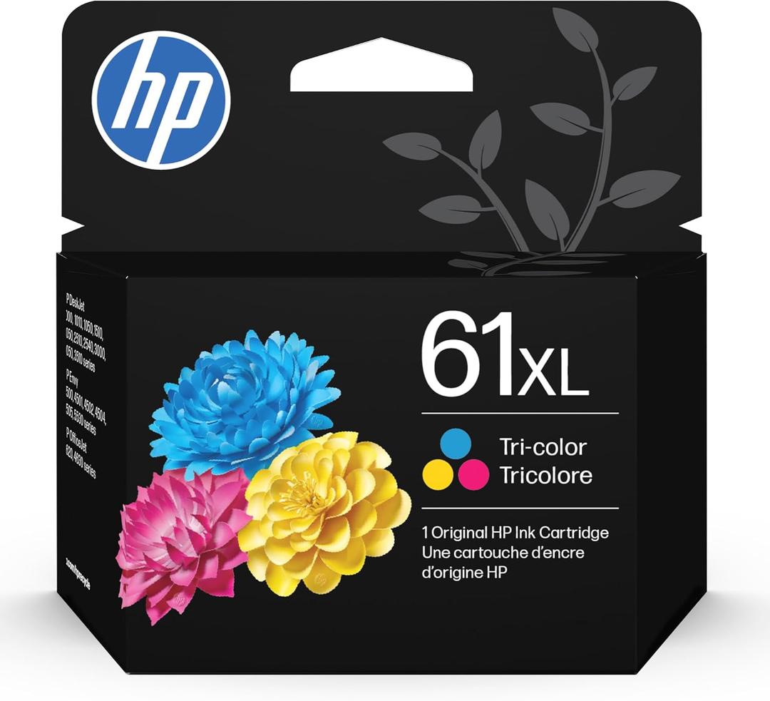 HP 61XL Tri-Color High-Yield Ink | Works with DeskJet 1000, 1510, 2050, 2510, 2540, 3000, 3050, 3510; Envy 4500, 5530; OfficeJet 2620, 4630 | Instant Ink Eligible | CH564WN | Packaging May Vary (One Size)