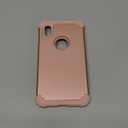 IDweel for iPhone XR Case with Tempered Glass Screen Protector for Women, 3 in 1 Shockproof Slim Hybrid Heavy Duty Hard PC Cover Soft Silicone Bumper Full Body Case, Rose Gold