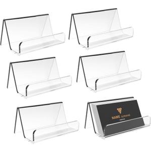 Acrylic Business Card Holder for Desk, Business Card Stand Desktop Business Card Holders for ExhibitionOffice Acrylic Business Card Stand Display Capacity: 50 Cards 6 Pack