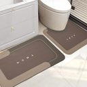 Housego 2PCS Absorbent Bath Mat Magic Rug Sets, Quick Drying Bath Mat Non-Slip Floor Rug Rubber Backed for Bathroom Kitchen Shower Sink, Water Absorbent (19.7''x23.6''+19.7''x31.9'', Brown)