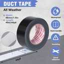3 Pack Duct Tape 1.89In 132Yd Total Heavy Duty Waterproof Tape, 8.26Mil All-Weather Adhesive Repair Duct Tape for Indoor Outdoor Repair Fixation Reinforcement Sealing(Black Silver White)
