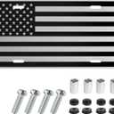 American Flag Front License Plate,Vanity Novelty Designs Decorative License Plates for Car and Truck,Aluminum Metal Car Patriotic Licence Plate Tags with Screws & Caps, 6 x 12 inch (Silver)