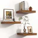 Square Floating Shelves for Wall, 12"W x 12"D x 1.2"H, 3 Pack of Small Wall Mounted Engineered Wood Shelves with Invisible Brackets for Living Room Bedroom Bathroom Kitchen Decor, Rustic Brown