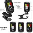 Clip-On Tuner for Guitar, Bass, Ukulele, Violin, Viola, Chromatic Tuning Modes, 360 Degree Rotating, Fast & Accurate, Easy to Use