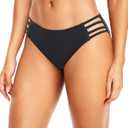 Tempt Me Women Strappy Bikini Bottom Full Coverage Bathing Suit Bottoms Swimsuit Bottom (Large, Black)