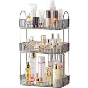 3 Tier Bathroom Organizer Countertop Makeup Perfume Tray Skincare Organizer for Bathroom Dresser Vanity (Grey)