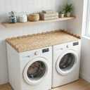 Coeusy Wicker Washer Dryer Countertop, 54" W x 27.5" D Water Hyacinth Woven Washer and Dryer Countertop, Boho Decorative Laundry Topper with Scalloped Edge for Laundry Room Organization (Natural)