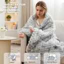 Heated Blanket Electric Throw 50"x60", Faux Rabbit Fur Electric Blanket, Tie Dye Soft Flannel Heating Blanket for Couch, 6 Heat Settings, 1-4H Timer, Machine Washable, Gift, Blue