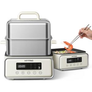 12QT Electric Food Steamer for Cooking, 2-Tier Steam Tray & Hot Pot
