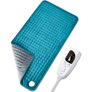Electric Heating pad for Back/Shoulder/Neck/Knee/Leg Pain, Cramps and Arthritis Relief, 6 Fast Heating Settings, Auto-Off, Machine Washable, Moist Dry Heat Options, Extra Large 17" x33" (Blue Grey)
