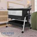 Dream On Me Calypso Portable Bassinet with Wheels, Adjustable Height Bedside Sleeper, Foldable Baby Bassinet with Breathable Mesh Sides, Foam Mattress, Easy Mobility & Travel-Friendly Design - Black