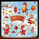 2026 Chinese New Year Window Cling,Lunar New Year Wall Sticker,Vinyl The Year of The Horse Window Cling,Spring Festival Wall Decal,Red Flower Plum Blossom Lantern Sticker for Glass Home