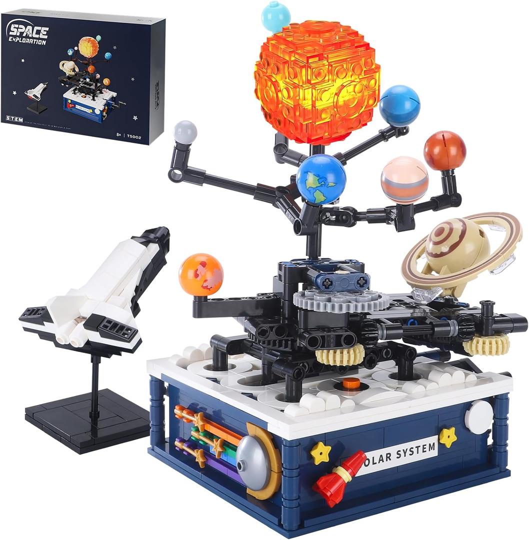 Solar System Model Building Blocks Sets Earth Moon and Sun Orrery Toy Educational Toys for Science Experiments Learning Kits 775 Pieces Gift for Kids (Tyxwz)