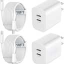 iPhone 16 15 Charger Fast Charging, 20W Dual Port USB C Charger Block with 10FT Long USB C Charging Cable Cord for iPhone 16 Pro Max/16 Pro/16/16 Plus, 15 Pro Max/15 Pro/15,iPad Pro/Air, Android Phone (white)