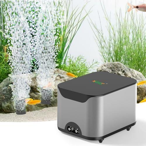 hygger Aquarium Air Pump 10W 285GPH Ultra Quiet Powerful Fish Tank Air Pump with Adjustable Knob Dual Outlets Air Stone Fish Tank Bubbler Aerator for Up to 600 Gallon Tank