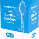 Amazon Basics Disposable Clear Plastic Spoons, Premium Quality, BPA Free, Strong, 100 Count