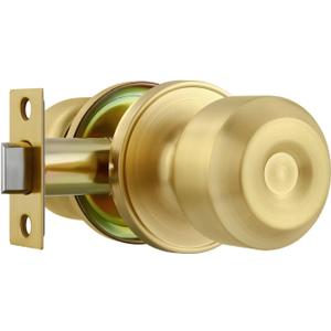 Leydebong Classic Gold Passage Door Knob - Satin Brass Interior/Hallway/Closet Door Knob (Pack of 1)