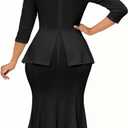 Elegant Church Dress for Women Midi Dresses Work Wear Vintage Pencil Dress for Business Casual Outfits (Black, XL)