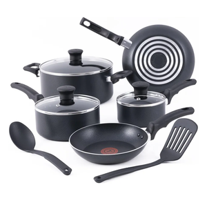 T-fal Essentials Non-Stick Pots and Pans Cookware 10 Piece Set, Black