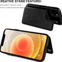 LETO for iPhone 13 Mini Case,Luxury Flip Folio Leather Wallet Cover with Card Slots and Kickstand Protective Shell 5.4" Black