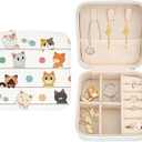 Cute Cat Travel Jewelry Organizer Cute Mini Jewelry Travel Case Small Jewellery Box Case Portable Earring Ring Storage Box Bracelet Organizer Christmas Birthday Gift for Mom Wife Daughter