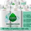 Seventh Generation Toilet Paper Recycled Bath Tissue 4-Pack 100% Recycled Paper 2-ply without Chlorine Bleach 12 Rolls