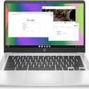 HP Chromebook 14 Laptop, Intel Celeron N4120, 4 GB RAM, 64 GB eMMC, 14" HD Display, Chrome OS, Thin Design, 4K Graphics, Long Battery Life, Ash Gray Keyboard (14a-na0226nr, 2022, Mineral Silver)