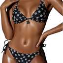 SOLY HUX Women's Floral Bikini Swimsuits Halter String Thong Bathing Suit Two Piece Swimwear Beach Wear Small