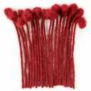 0.4cm Width #Burgundy 8 Inch 30 Strands 100% Human Hair Loc Extensions Full Handmade Dreadlock Extensions for Men Women Kids Can Be Dyed and Bleached with Needle and Comb