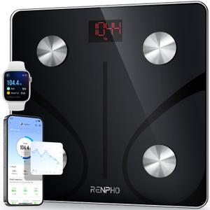RENPHO Smart Scale for Body Weight, Digital Bathroom Scale BMI Weighing Bluetooth Body Fat Scale, Body Composition Monitor Health Analyzer with Smartphone App, 400 lbs - Elis 1 (Black)