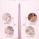 3 x Light Pink Taper Candles 10'' with Pearl Shimmer Candle Sticks Set of 4 | Unscented Candlesticks for Home Decorations, Tapered Candles for Wedding Receptions Smokeless Dripless