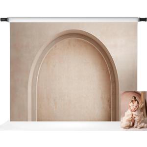 Kate Arch Backdrops Boho Photography Backdrop Beige Wall Backgrounds, 7x5ft