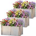 AHEONLAR 3 Pack 4×2×2ft Galvanized Raised Garden Beds, Rectangle Durable Planter Boxes Outdoor for Vegetables, Fruits, Flowers and Plants, Quick Assembly, Silver