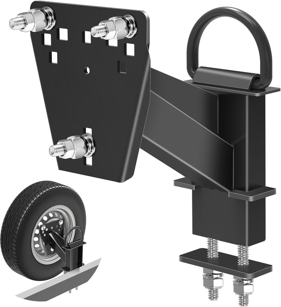 Stake Pocket Spare Tire Carrier,Trailer Spare Tire Mount,Fits Most 4 & 5 & 6 & 8 Lugs Wheels on 4",4.25", 4.5'', 4.75'', 5", 5.32",5.5",6.5" or 6.7" Bolt Patterns,Heavy Duty Powder Coat